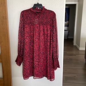 Sanctuary dress size 10. Red 100% polyester non wrinkle. Metallic thread.